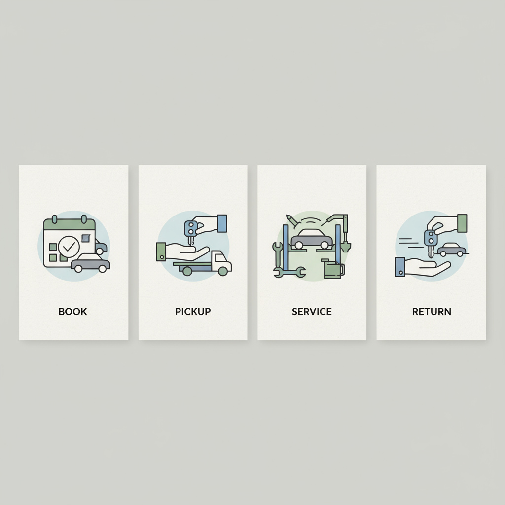Four-step service process visual