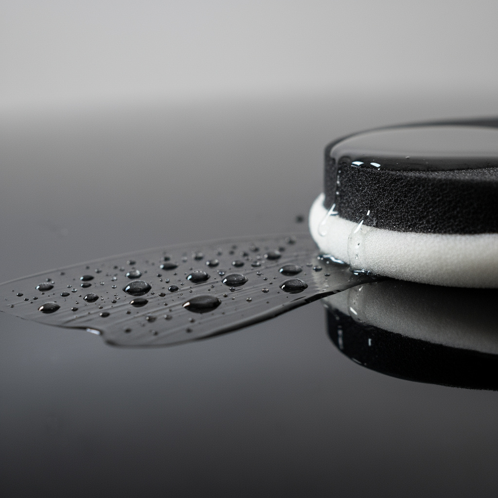 Ceramic coating applied to a car hood with water beading